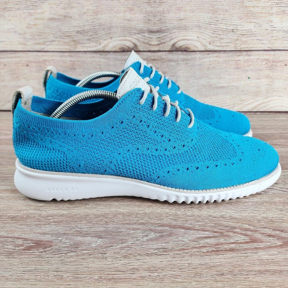 Cole Haan 2.ZeroGrand Stitchlite Men's Size 10.5 Blue Knit Wingtip Oxford Shoes